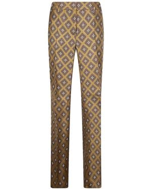 Alberto Biani Geometric-Print Straight-Leg Pants - Natural