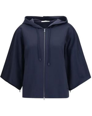 Max Mara Zip-Up Flared-Sleeve Hoodie - Blue