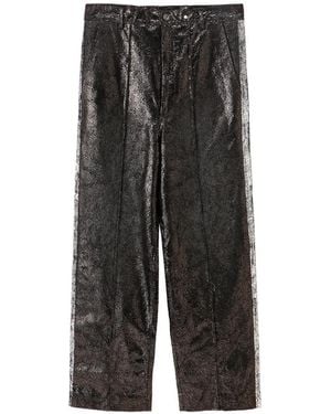 Doublet Moon Walk Crinkled-Effect Side-Stripe Trousers - Grey