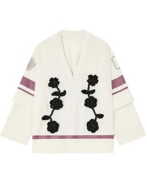 Ganni クロシェフローラル トップ - ホワイト