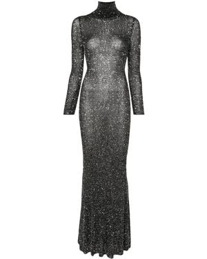 Balenciaga Sparkled High-Neck Maxi Dress - Grey