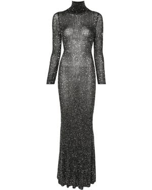 Balenciaga Sparkled High-Neck Maxi Dress - Gray