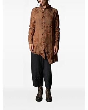 Aleksandr Manamïs Asymmetric-Design Long-Sleeve Shirt - Brown