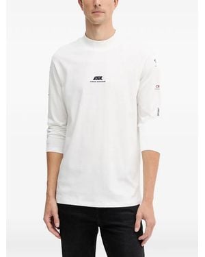 ARMANI EXCHANGE Logo-Print Long-Sleeve T-Shirt - White
