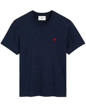 Ami Paris T-Shirt À Logo Brodé - Bleu