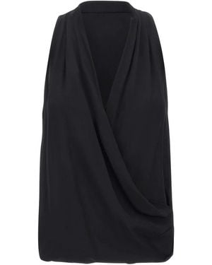 Kaos Draped-Neckline Sleeveless Blouse - Blue