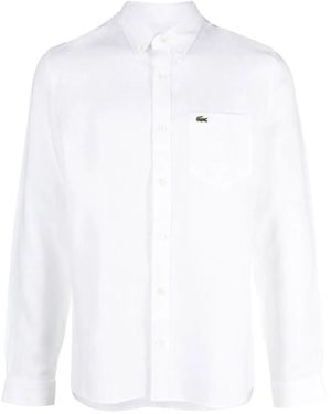 Lacoste Logo-Embroidered Button-Down Shirt - White