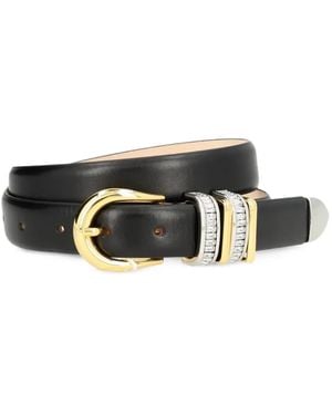 DEHANCHE Hollyhock Crystal-Embellished Leather Belt - White