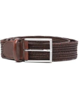 Canali Woven Leather Belt - Brown
