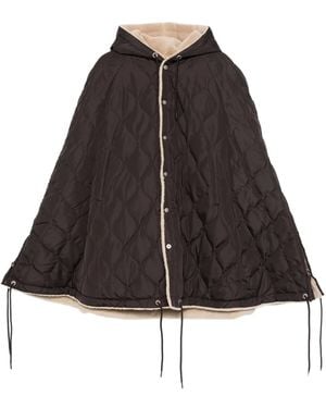 Taion Quilted Hooded Cape - Brown