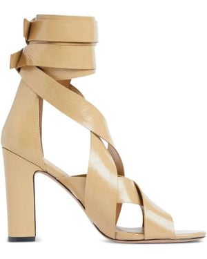 Cynthia Rowley 100Mm Leather Heeled Sandals - Metallic