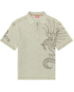 DIESEL Polo Con Motivo Jacquard - Bianco