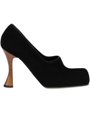 Moschino Suede Wooden-Heel Pumps - Black
