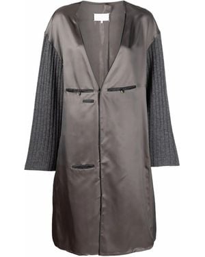 Maison Margiela Contrasting-Sleeves V-Neck Dress - Grey