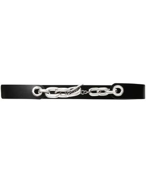 Rabanne Logo Chain-Link Belt - Black