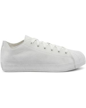 Y-3 Suede Leather Lace-Up Sneakers - White