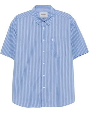Carhartt Vertical-Stripe Short-Sleeve Shirt - Blue