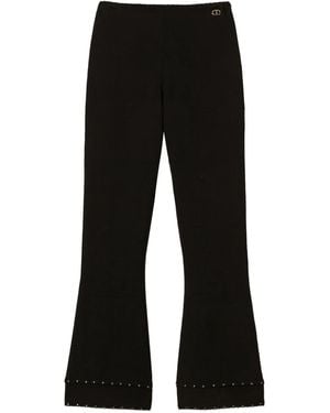 Twinset Rhinestone-Embellished Flared Trousers - Black