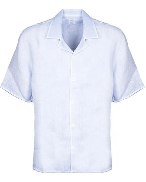 120% Lino Overhemd Met Korte Mouwen - Blauw