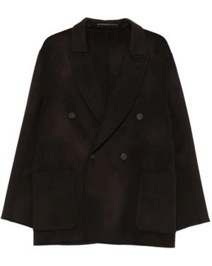 Emporio Armani Double-Breasted Patch-Pocket Peacoat - Black