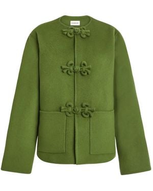 P.A.R.O.S.H. Frogging-Detail Collarless Oversized Jacket - Green