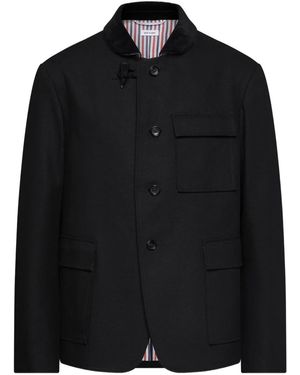 Thom Browne Velvet-Collared Patch-Pocket Jacket - Black