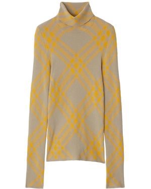 Burberry Checked Wool-Blend Jumper - Yellow