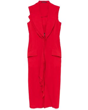 Yohji Yamamoto Draped Sleeveless Dress - Red