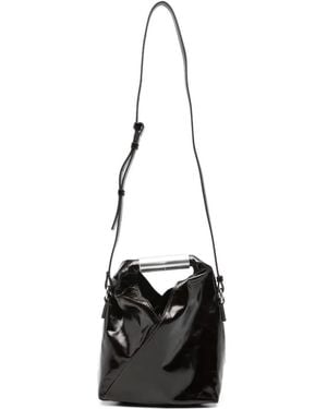 MM6 by Maison Margiela Japanese Patent Leather Tote Bag - Black