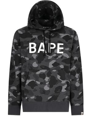 A Bathing Ape Camo-Print Logo-Print Hoodie - Black