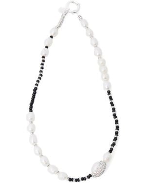 PEARL OCTOPUSS.Y Collier En Perles À Fermoir À Logo - Blanc