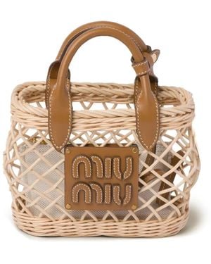Miu Miu Borsa Tote Con Design Intrecciato - Metallizzato