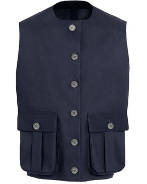 Barrie Button-Fastening Pocket Rain Jacket - Blue
