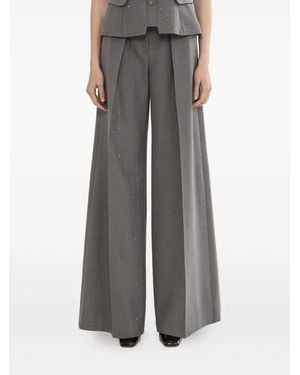 Nissa Sequined Wide-Leg Trousers - Grey