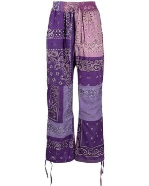 READYMADE Bandana-Print Straight Trousers - Purple