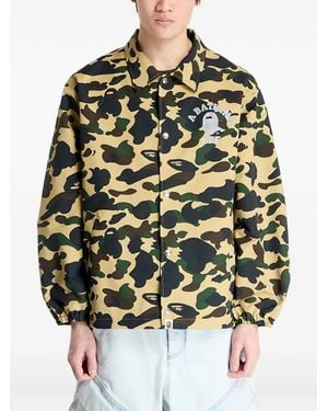 A Bathing Ape Logo-Print Camouflage-Pattern Jacket - Yellow