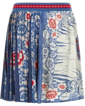 Roberto Cavalli Banda-Print Mini Skirt - Blue