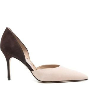 Manolo Blahnik Taylerbinu Point-Toe Heeled Court Shoes - White