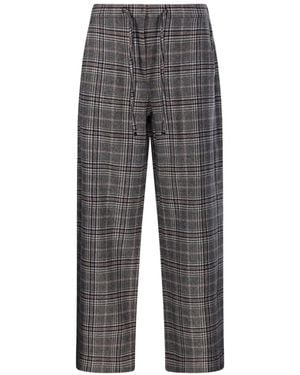 Max Mara Check-Pattern Drawstring Pants - Gray