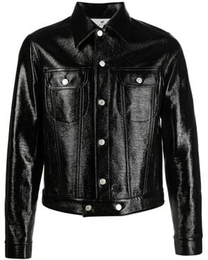 Courreges Faux-Leather Button-Up Jacket - Black