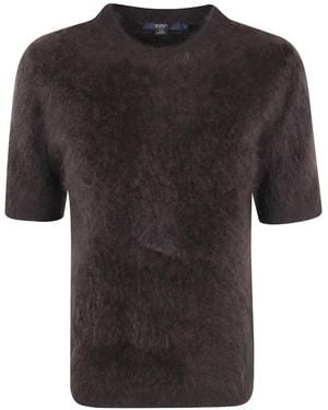 Seventy Brushed Short-Sleeve Sweater - Black