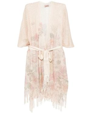 Twinset Floral-Print Fringed Beach Cover-Up - White