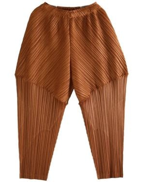 Pleats Please Issey Miyake Pleated Trousers - Brown