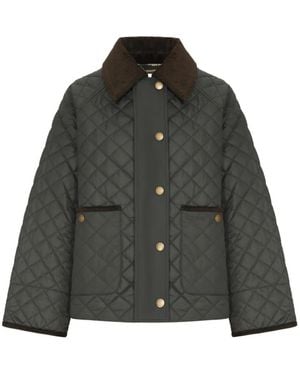 Barbour Ava Quilted Corduroy-Collar Jacket - Black