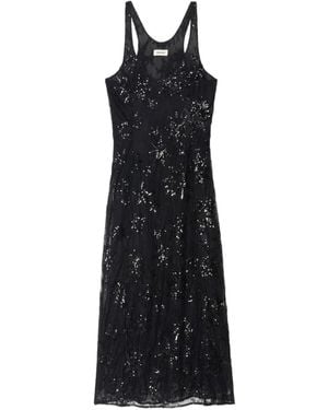 Zadig & Voltaire Rarysa Star-Embroidered Woven Midi Dress - Black