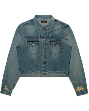 Mainless Distressed Denim Jacket - Blue