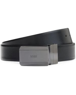 BOSS Cinturón De Piel Reversible Con Hebilla De Aguja Y Hebilla De Placa - Negro