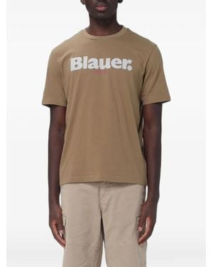 Blauer Logo-Print T-Shirt - Brown