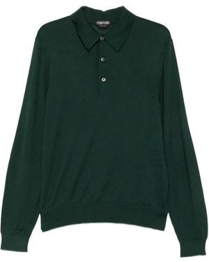 Tom Ford Long-Sleeve Polo Shirt - Green