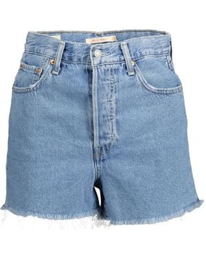 Levi's Ribcage Frayed-Hem Shorts - Blue